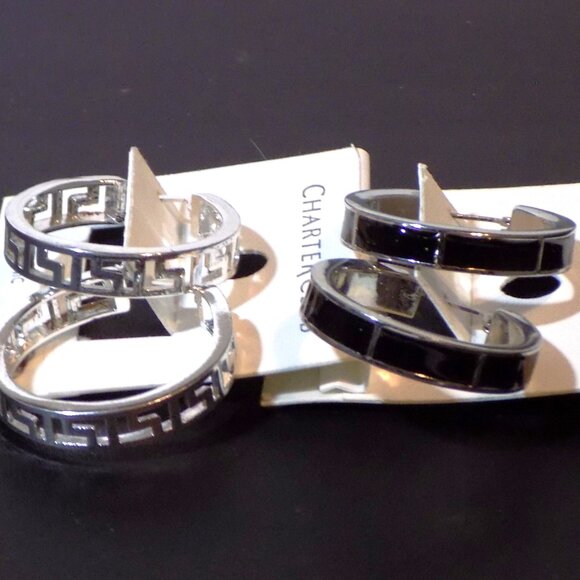 Lot 7 Pairs NWTs $138 Charter Club Hoop Earrings Bundle . Crystal, SW & More - Picture 5 of 10